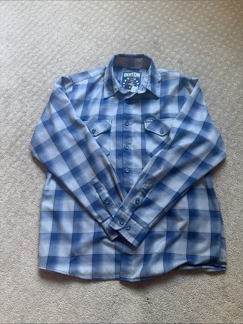 DIXXON Men's Blue & Grey Plaid Button-Down Shirt